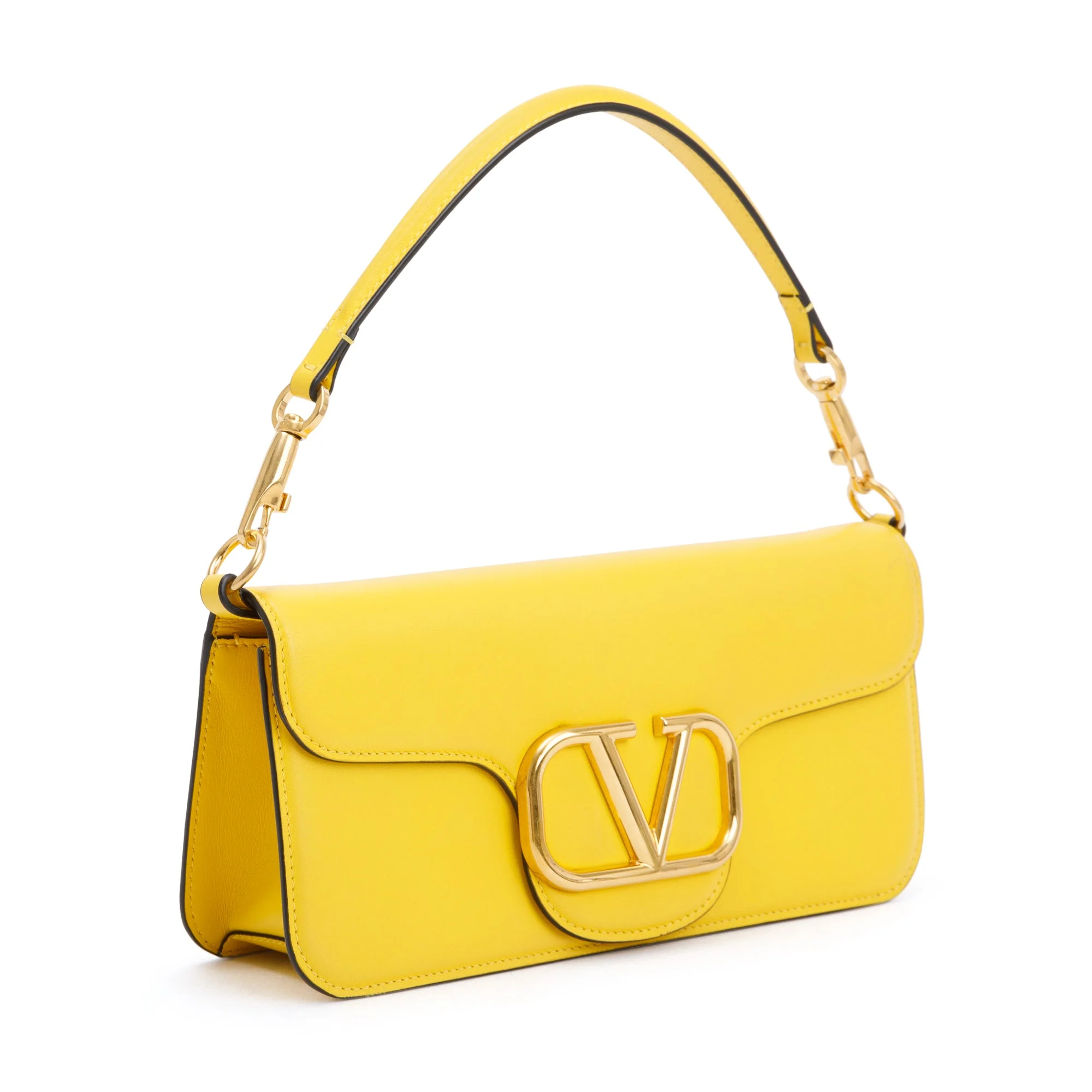 Valentino Yellow Calfskin Leather Vlogo Loco Shoulder Bag - Image 4