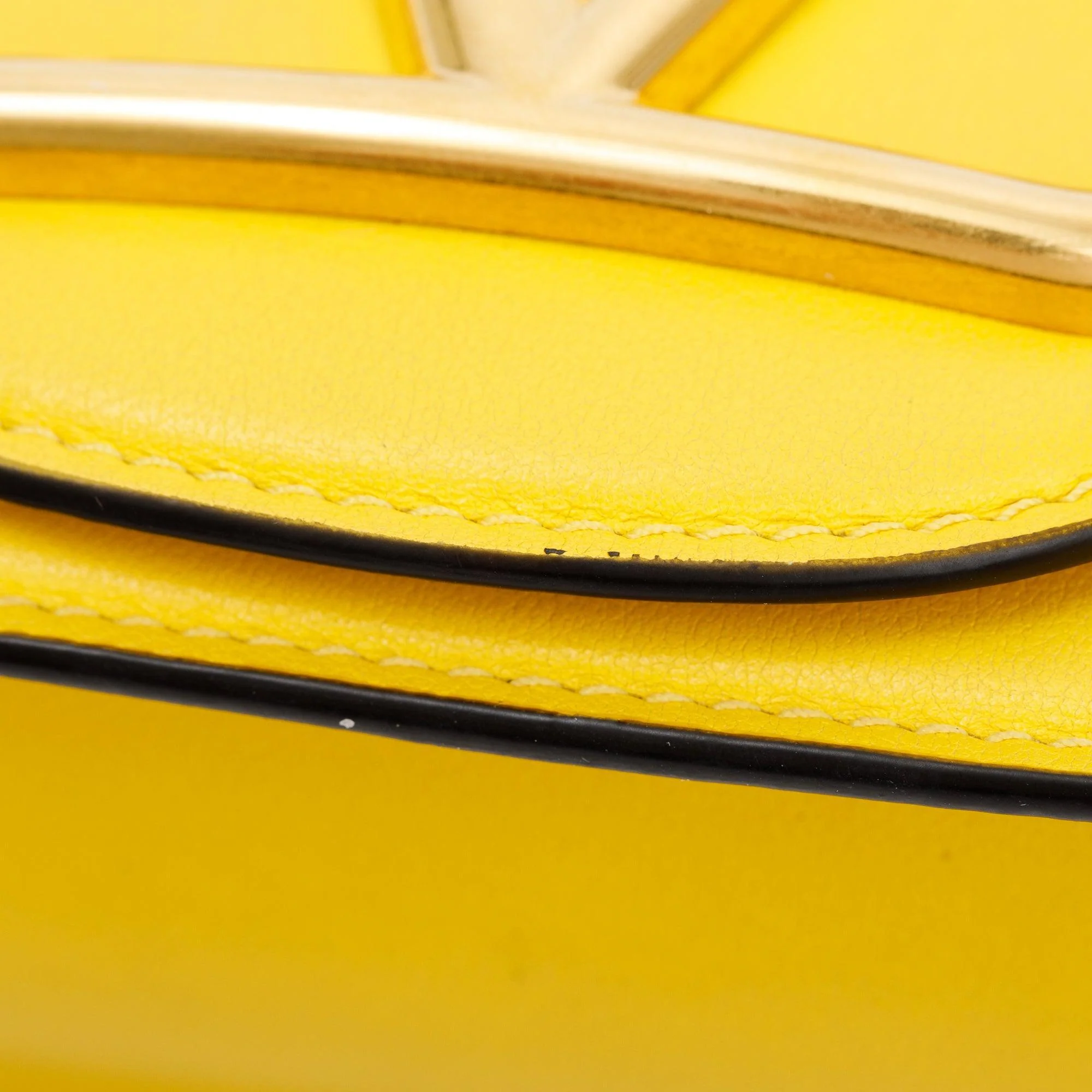 Valentino Yellow Calfskin Leather Vlogo Loco Shoulder Bag - Image 7