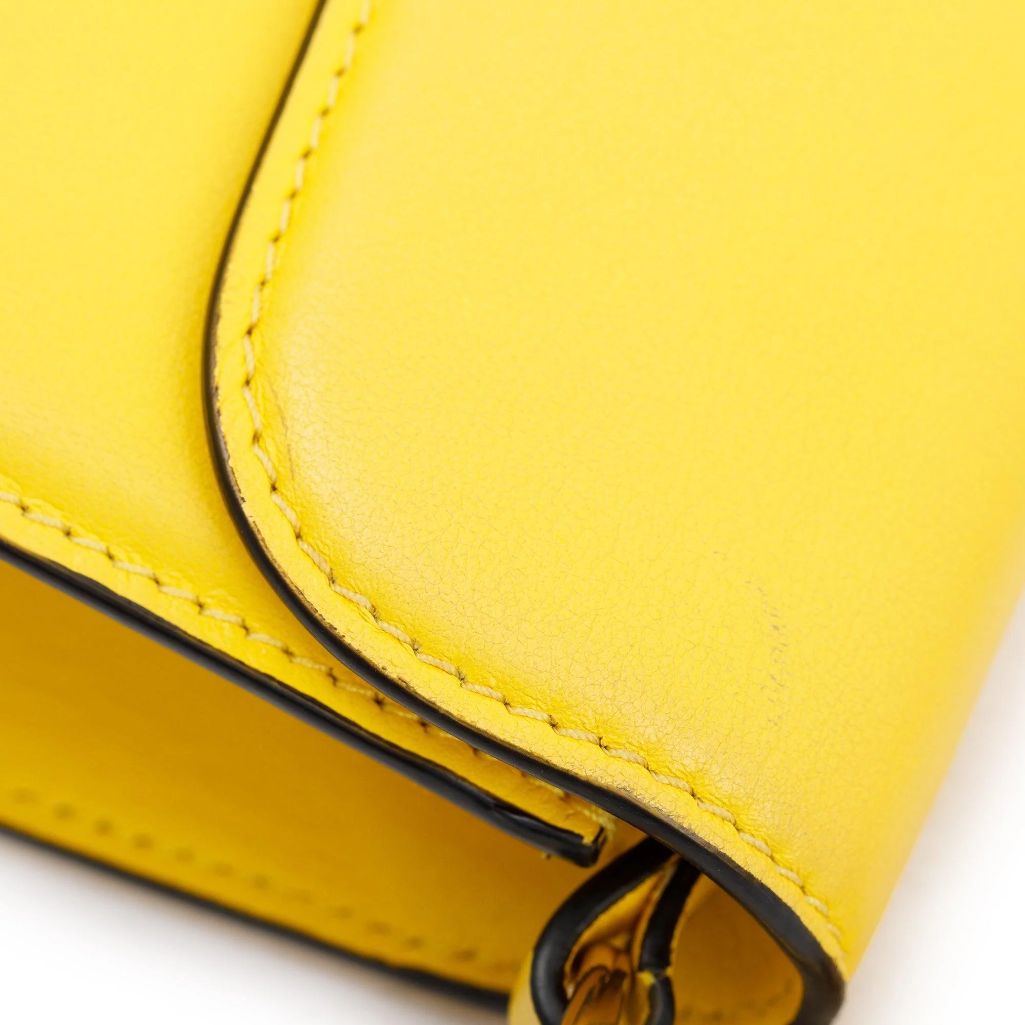 Valentino Yellow Calfskin Leather Vlogo Loco Shoulder Bag - Image 8