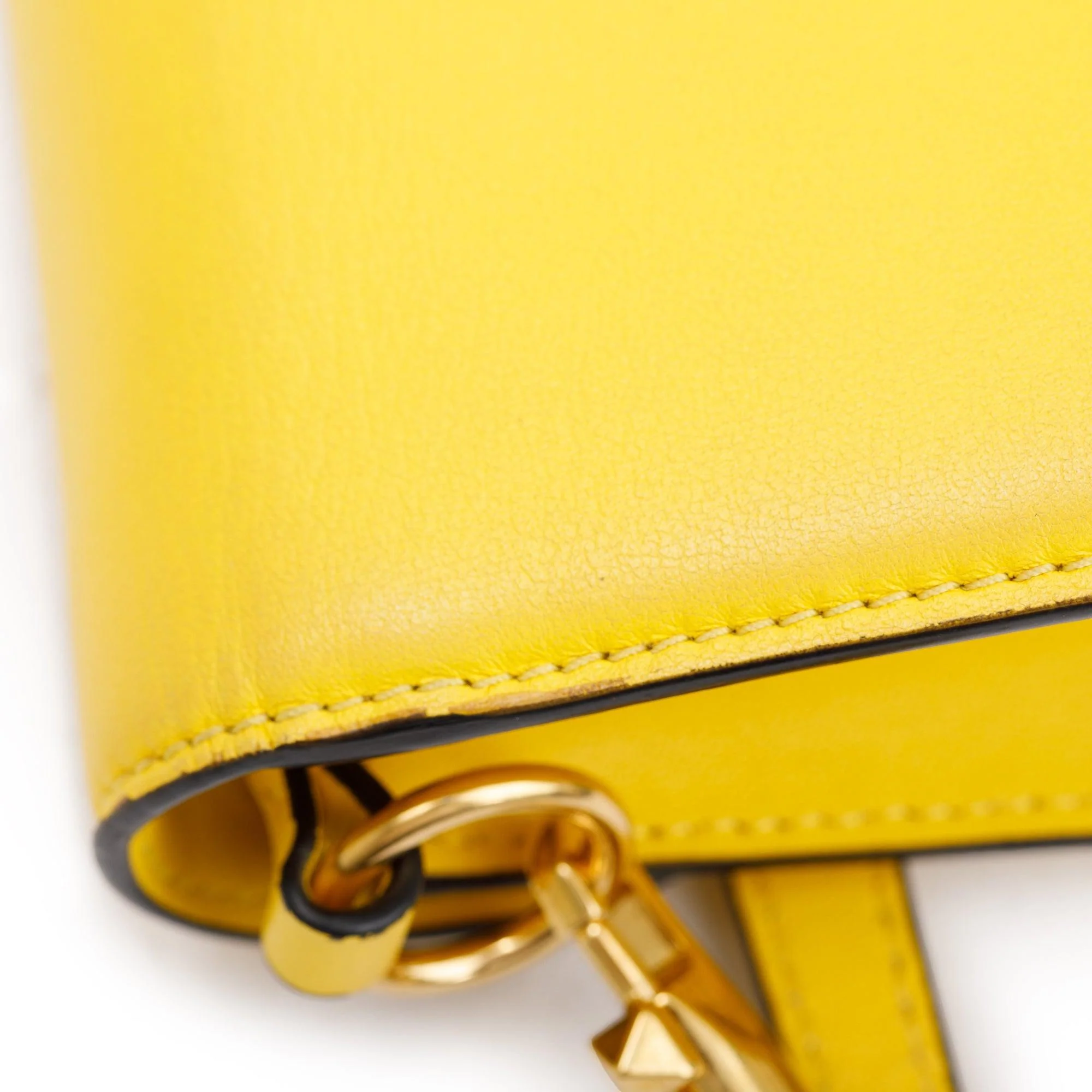 Valentino Yellow Calfskin Leather Vlogo Loco Shoulder Bag - Image 9