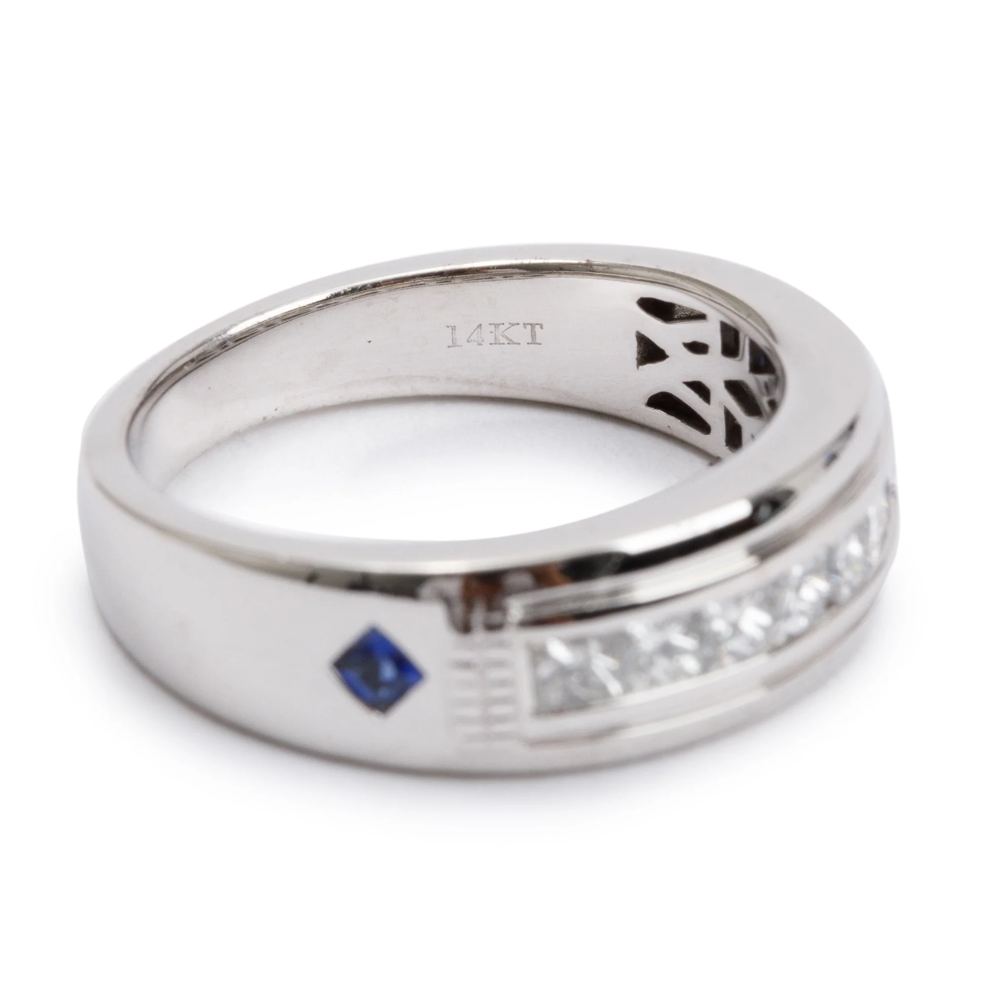 Vera Wang 14k White Gold Diamond & Sapphire Band Ring, Size 8.75 - Image 3