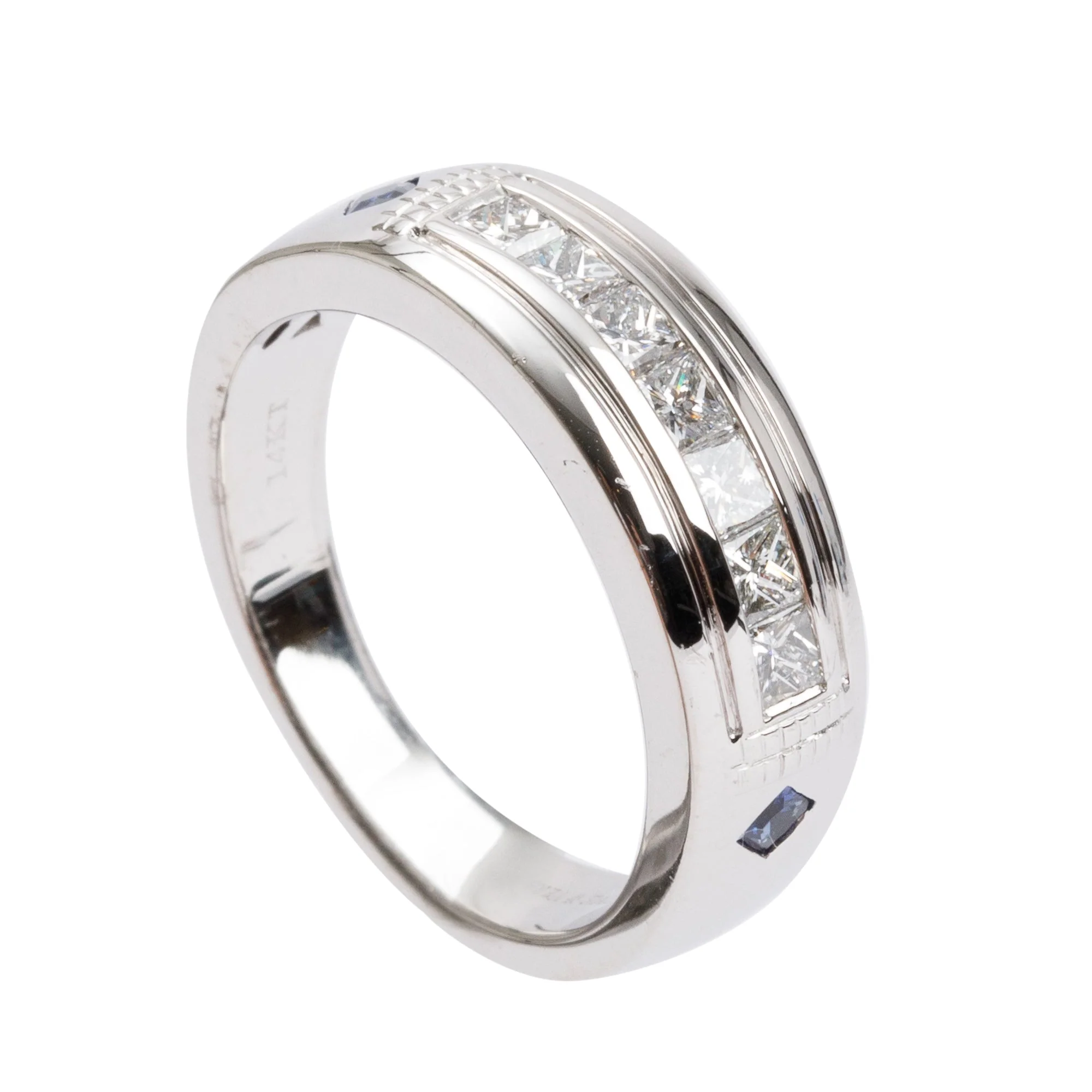 Vera Wang 14k White Gold Diamond & Sapphire Band Ring, Size 8.75 - Image 4