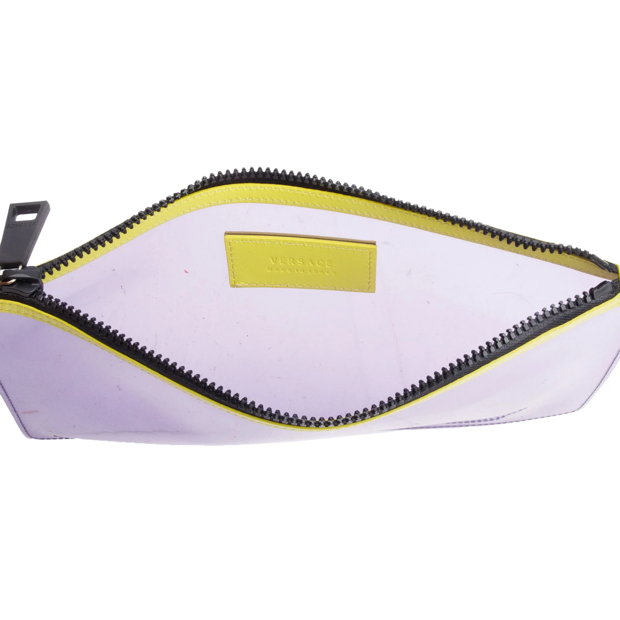 Versace Purple Vinyl Green Calfskin Logo Tote Bag w/ Pouch - Image 7