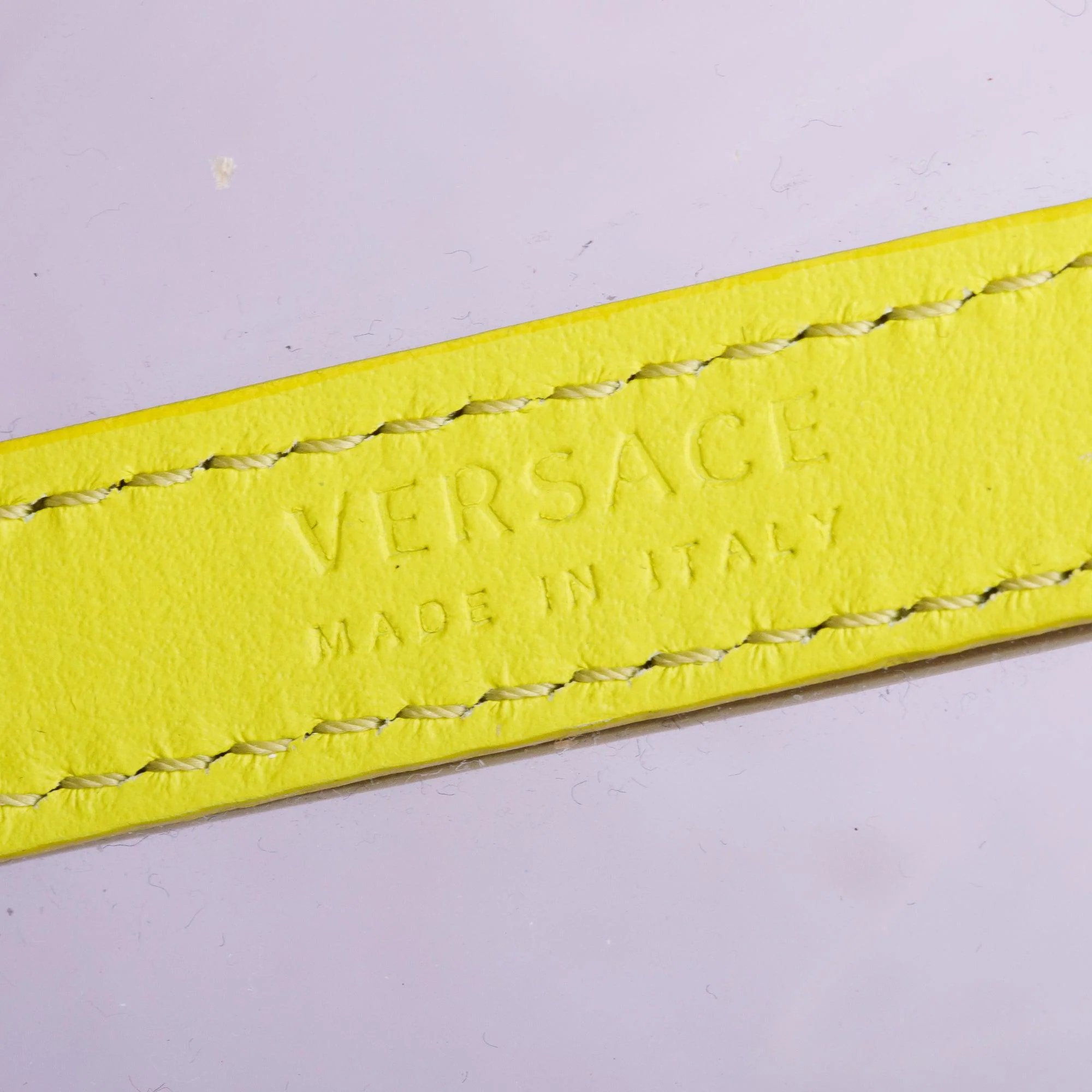 Versace Purple Vinyl Green Calfskin Logo Tote Bag w/ Pouch - Image 8